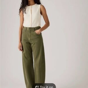 Levi's Cinch Barrel Jeans in Khaki Green.